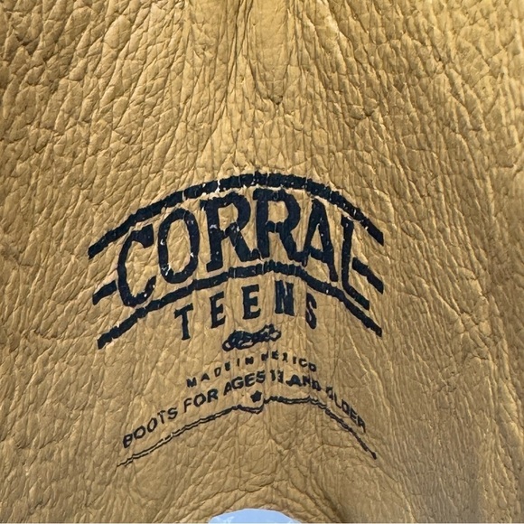 Corral Crater Brown Leather Embroidered Snip Toe Cowgirl Boots Teen Women Sz 5 - Picture 5 of 7